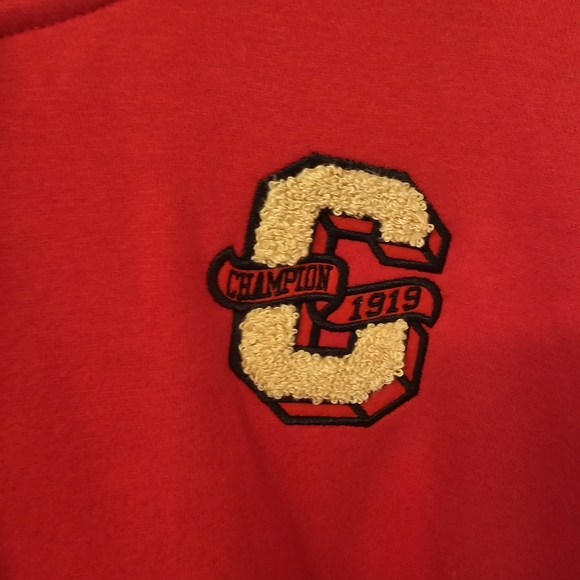 Red Champion Women's C Banner Standard Pullover Hoodie - Picture 2 of 12